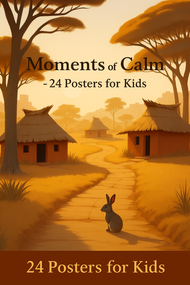 Moments of Calm – 48 Printable Posters for Kids (African Village Theme | Concept Art Set)
