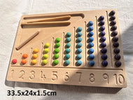 Montessori Sensory Counting Board with Felt Balls | Beech Wood Tray for Numbers, Alphabets & Creative Play