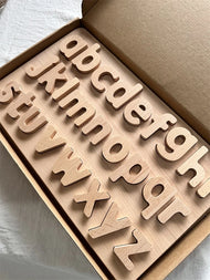Montessori Wooden Tray  Rainbow Alphabet Puzzle Pastel ABC Learn Letters Educational Board for Kids