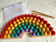 Montessori Sensory Counting Board with Felt Balls | Beech Wood Tray for Numbers, Alphabets & Creative Play