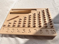 Montessori Sensory Counting Board with Felt Balls | Beech Wood Tray for Numbers, Alphabets & Creative Play
