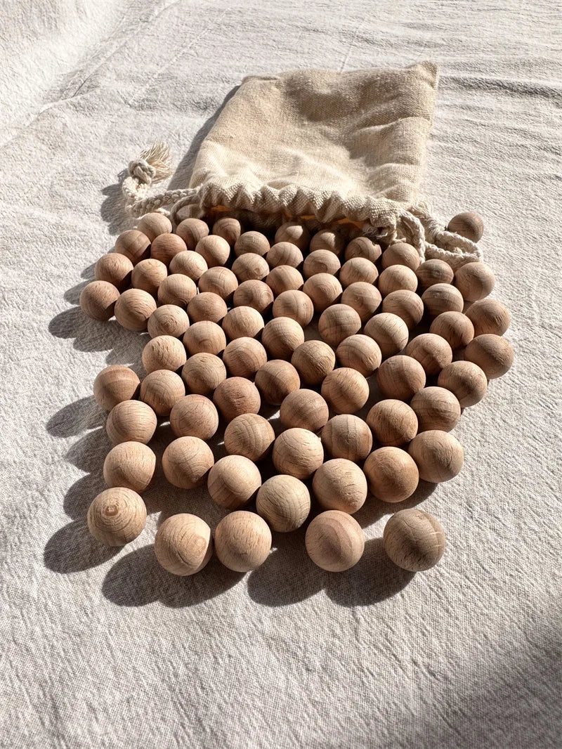 Montessori Sensory Counting Board with Felt Balls | Beech Wood Tray for Numbers, Alphabets & Creative Play